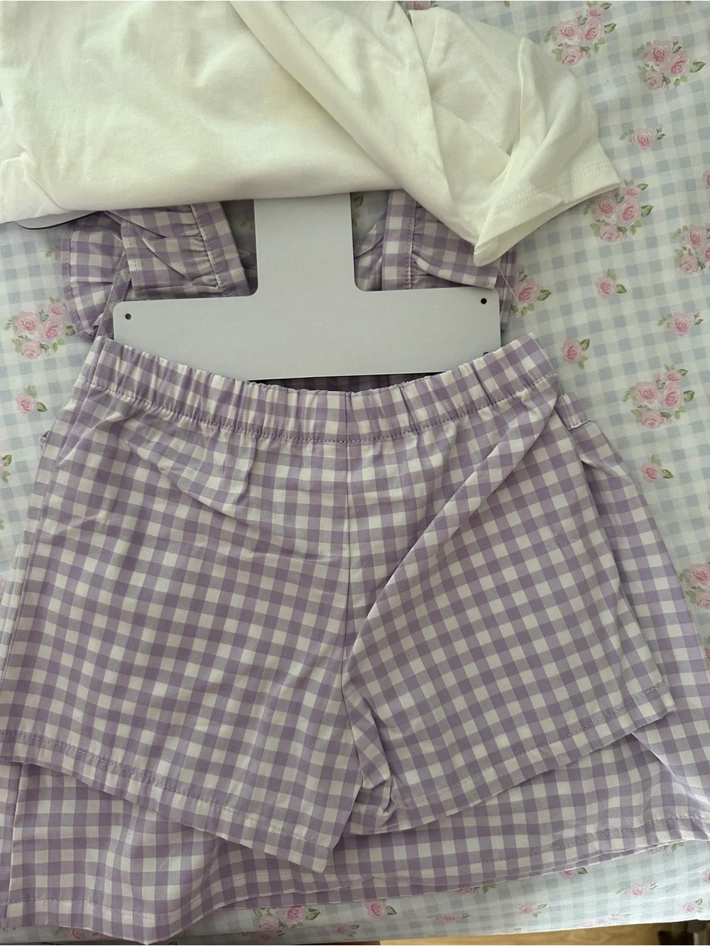 Carters 3 piece purple gingham set. 4T NWT